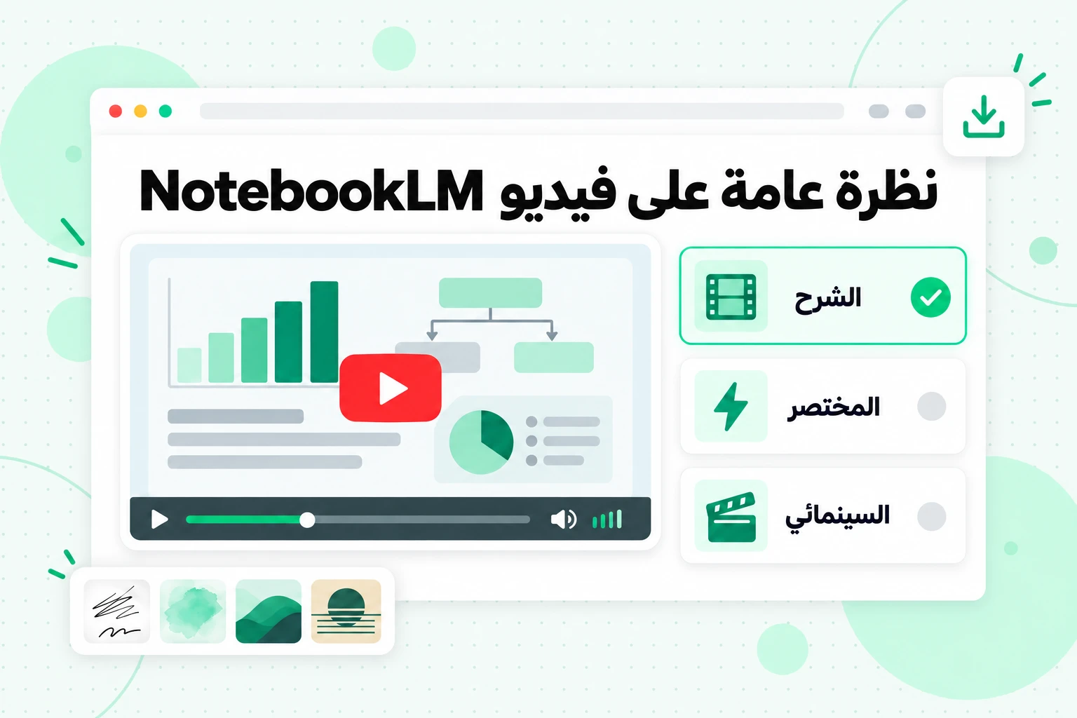 نظرة عامة على فيديو NotebookLM: فيديو شرائح مُعلّق صوتيًا بتنسيقات الشرح والمختصر والسينمائي