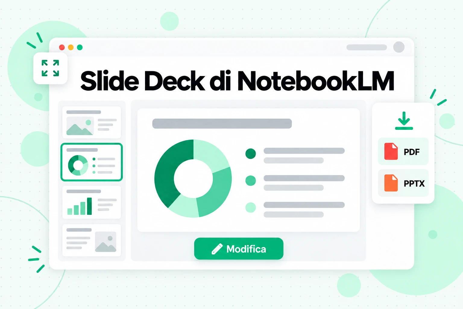 Slide Deck di NotebookLM: slide generate dalle tue fonti, modificate una per una e scaricate come PDF o PPTX