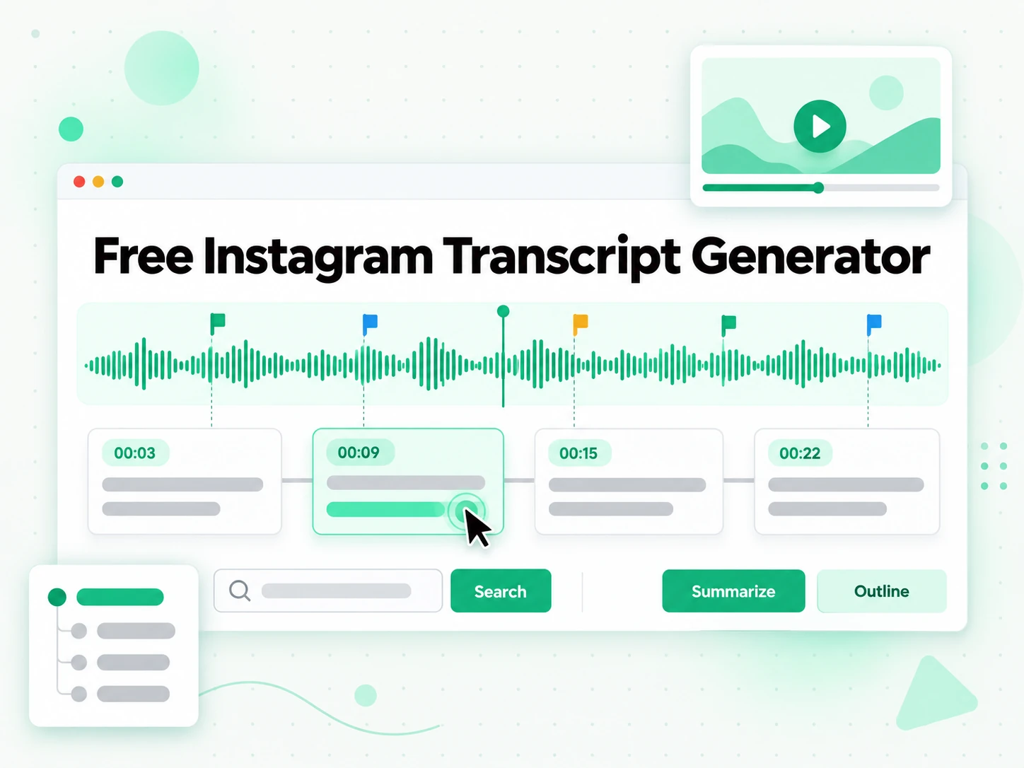 Free Instagram Transcript Generator: summary, outline, and mind map generated from an Instagram Reel transcript