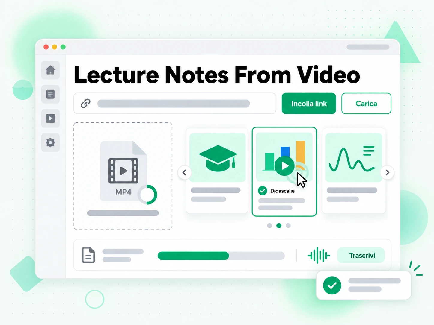 Lecture Notes From Video: link di una lezione registrata incollato per avviare il generatore
