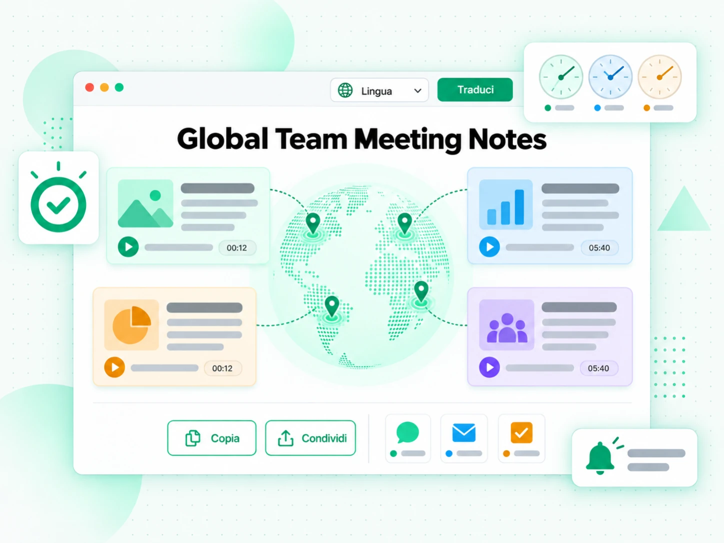 Global Team Meeting Notes: traduzione degli appunti di riunione per un team internazionale