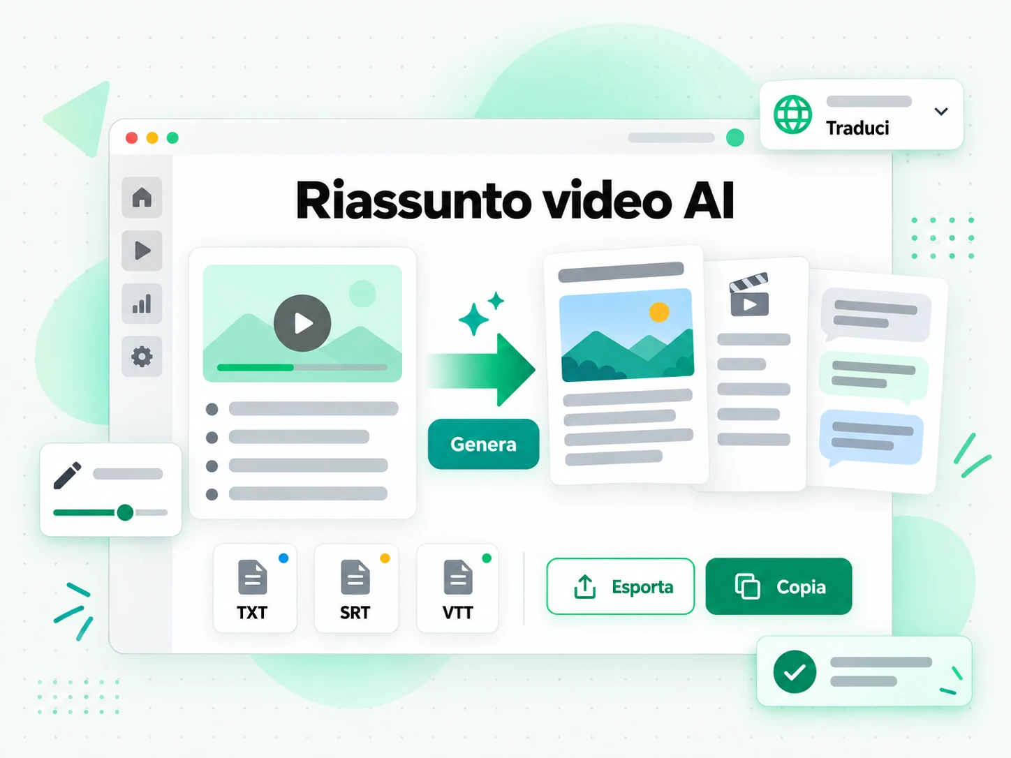 Riassunto video AI: punti chiave, schema e mappa mentale generati con l'ia