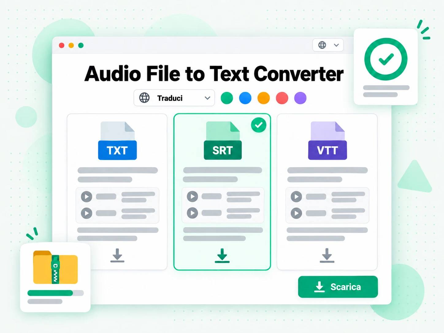 Audio File to Text Converter: file audio caricato in un convertitore dedicato ai file