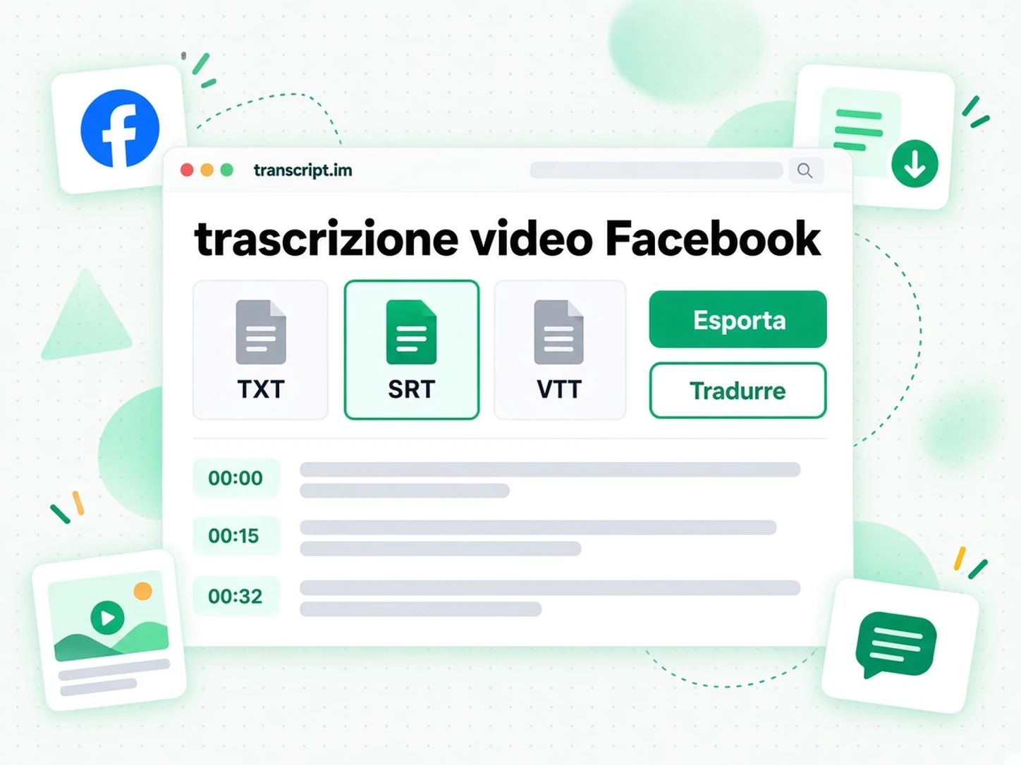 trascrizione video Facebook: Esporta, traduci o riusa il testo