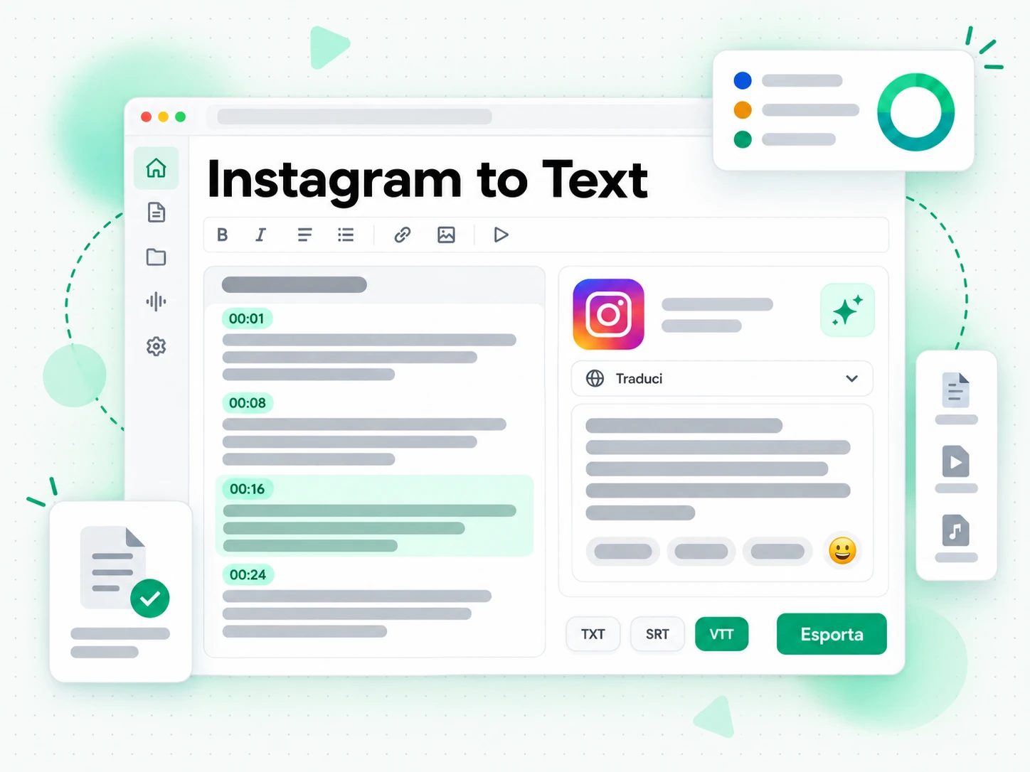 Instagram to Text: didascalia di un reel instagram trasformata in testo