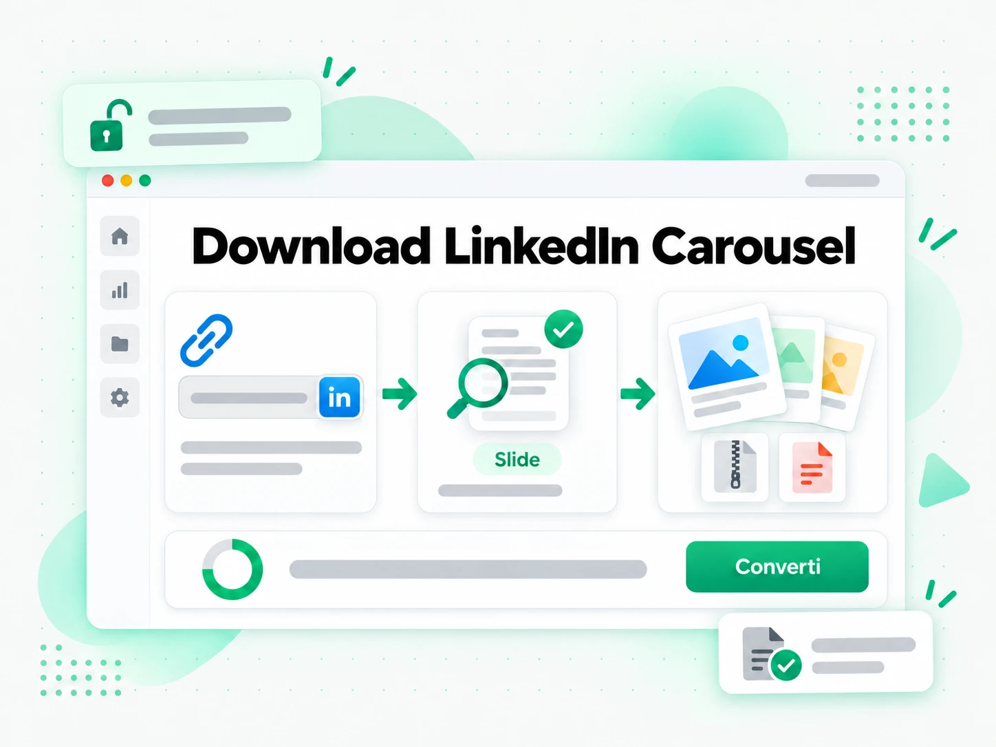 Download LinkedIn Carousel: post documento linkedin incollato nel downloader del carosello