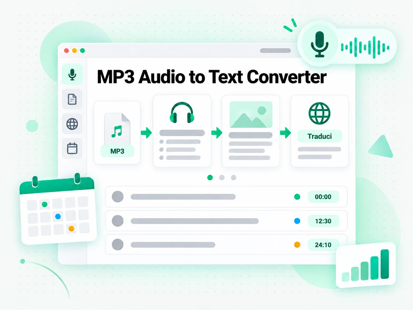 MP3 Audio to Text Converter: audio in formato mp3 convertito in testo cercabile
