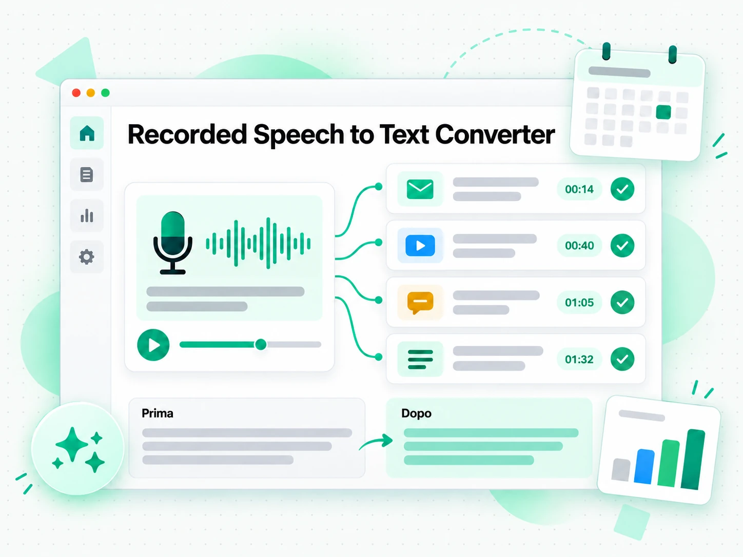 Recorded Speech to Text Converter: parlato registrato trasformato in una trascrizione completa