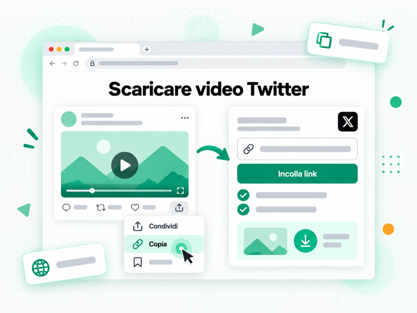 Scaricare video Twitter: url di un post x o twitter incollato nel downloader