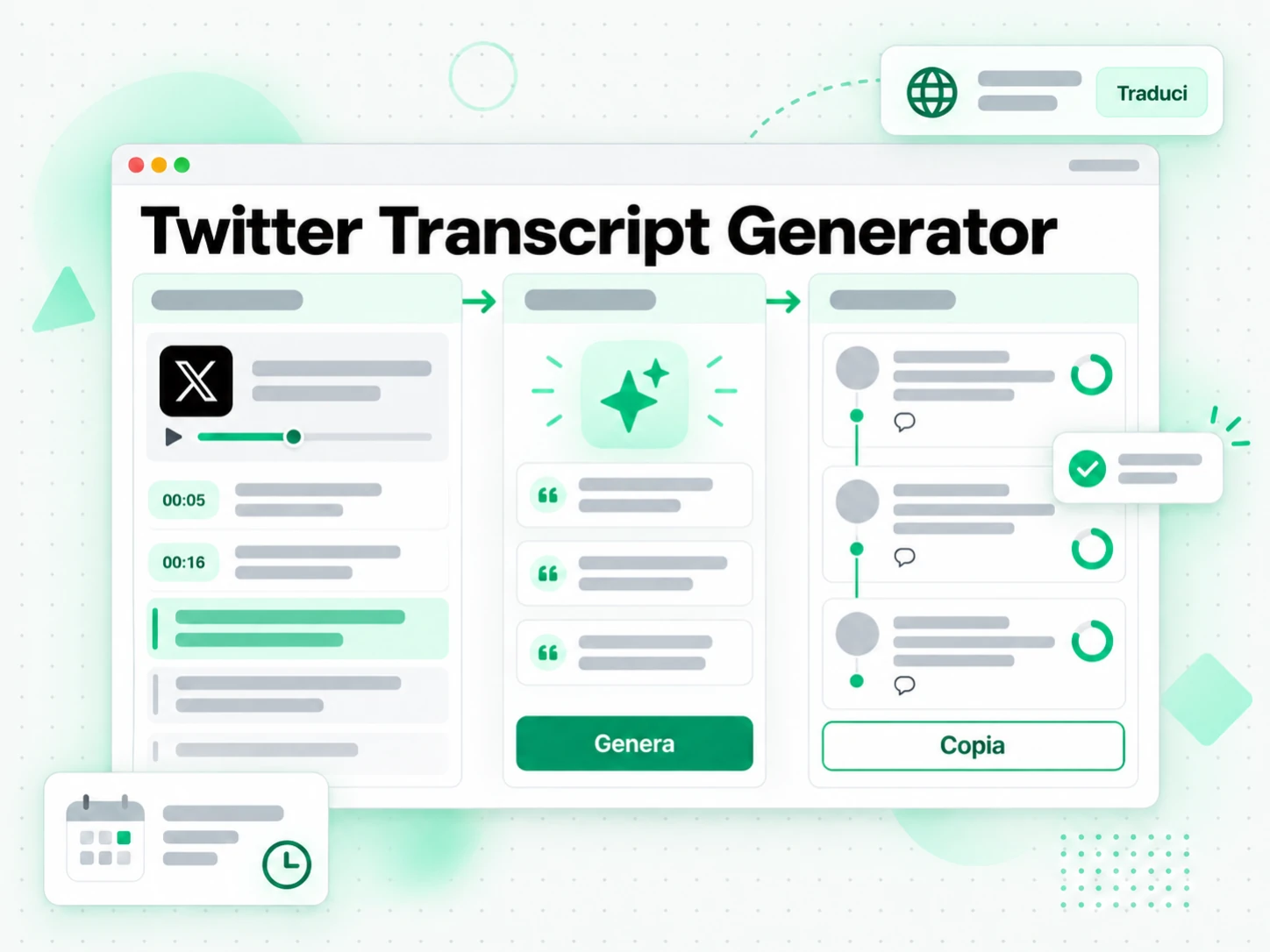Generatore di trascrizione Twitter: creator che riutilizza la trascrizione del proprio video come thread scritto
