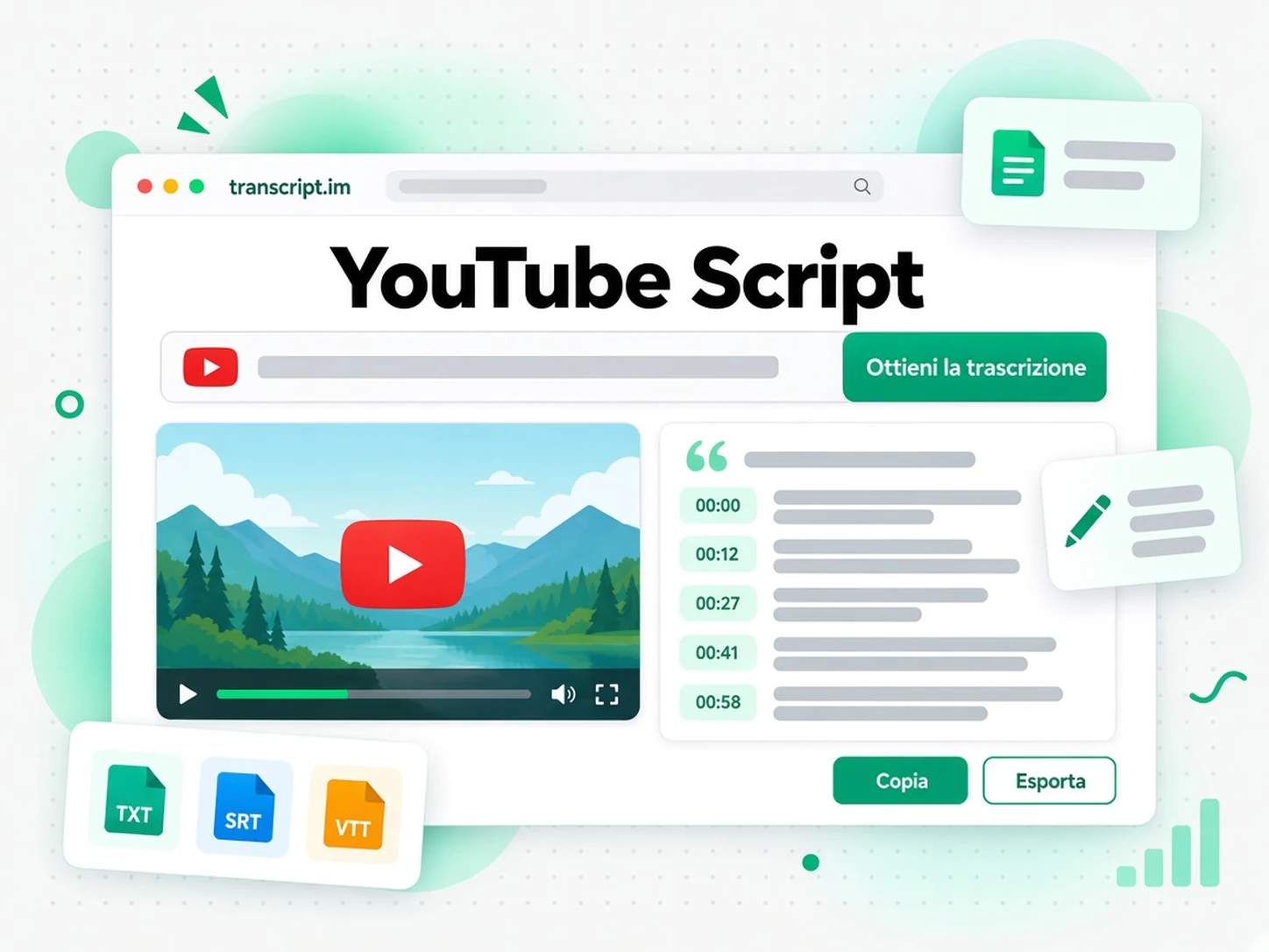 YouTube Script: Trasforma un link YouTube in uno script
