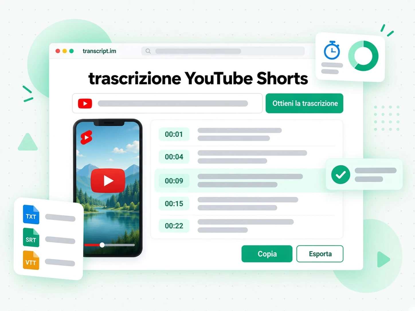 trascrizione YouTube Shorts: Da un link Shorts alla trascrizione YouTube Shorts