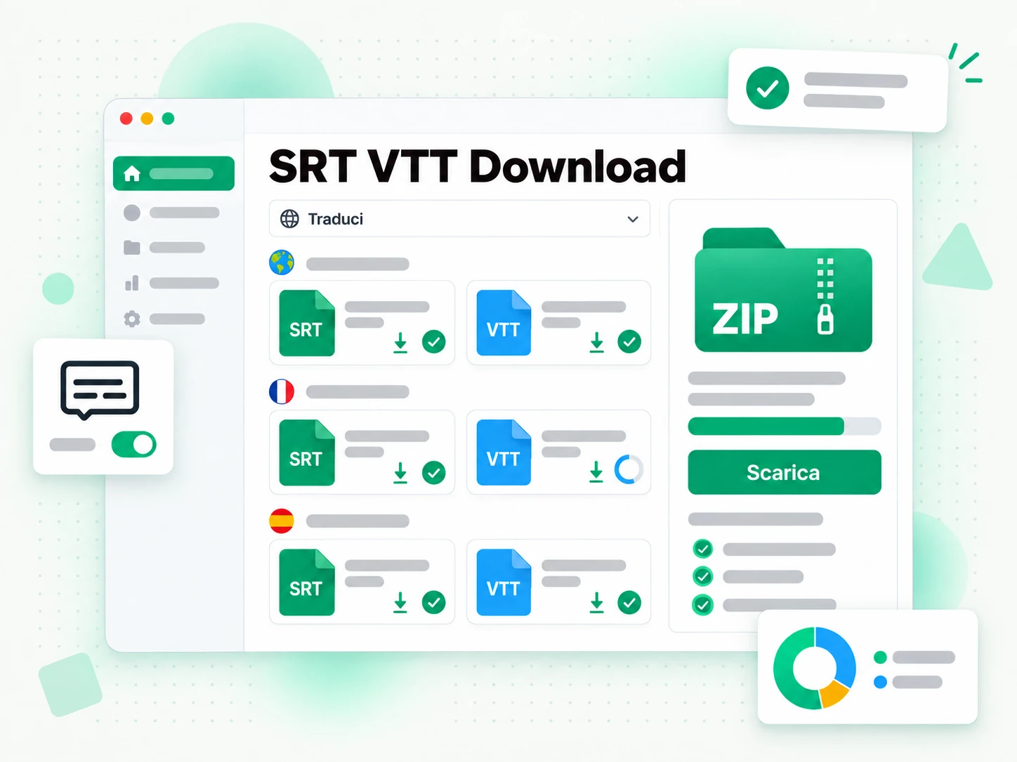 SRT VTT Download: sottotitoli scaricati in formato srt o vtt oppure tradotti