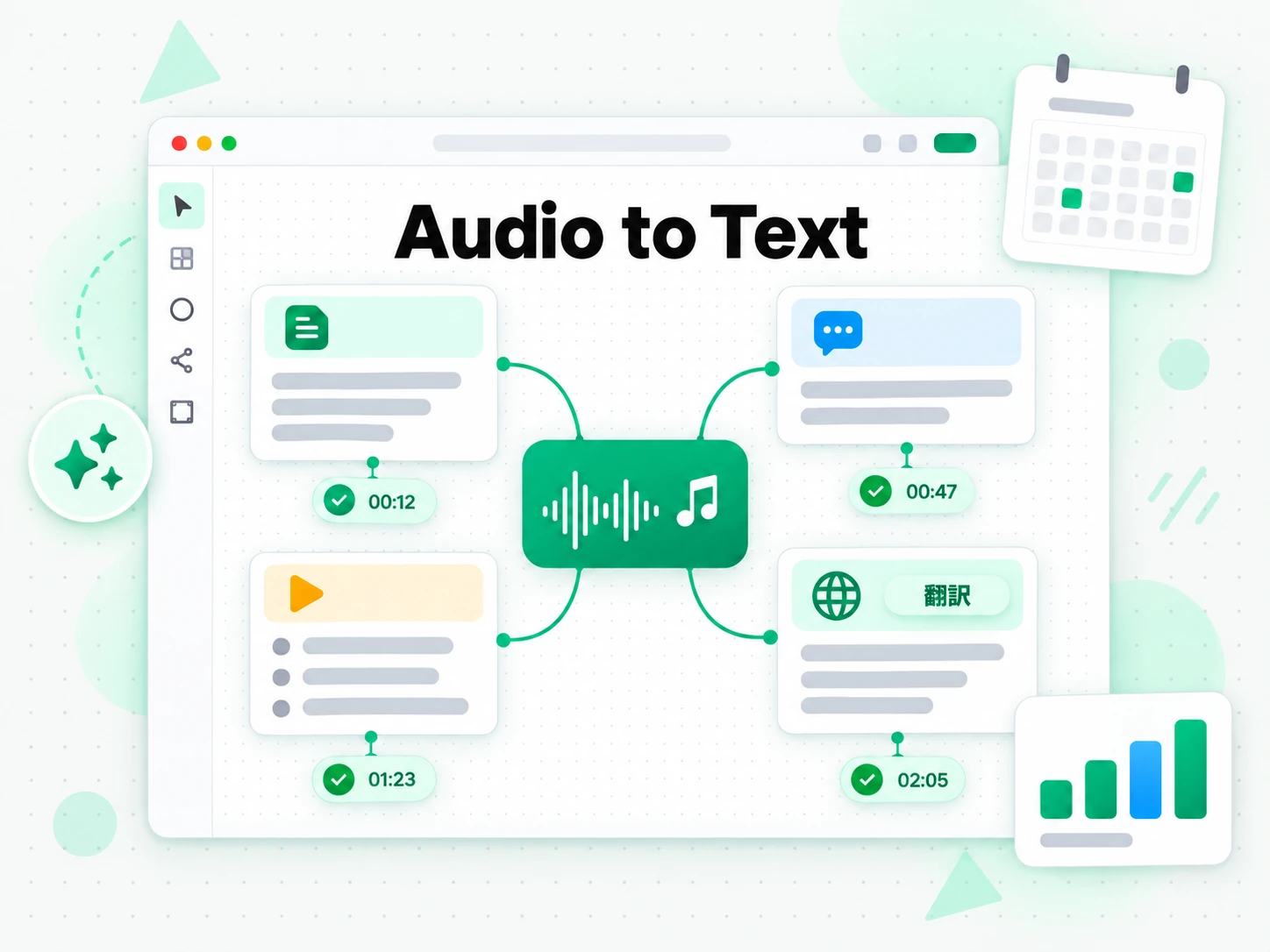 Audio to Text：音声の文字起こしから番組概要や記事を作る場面