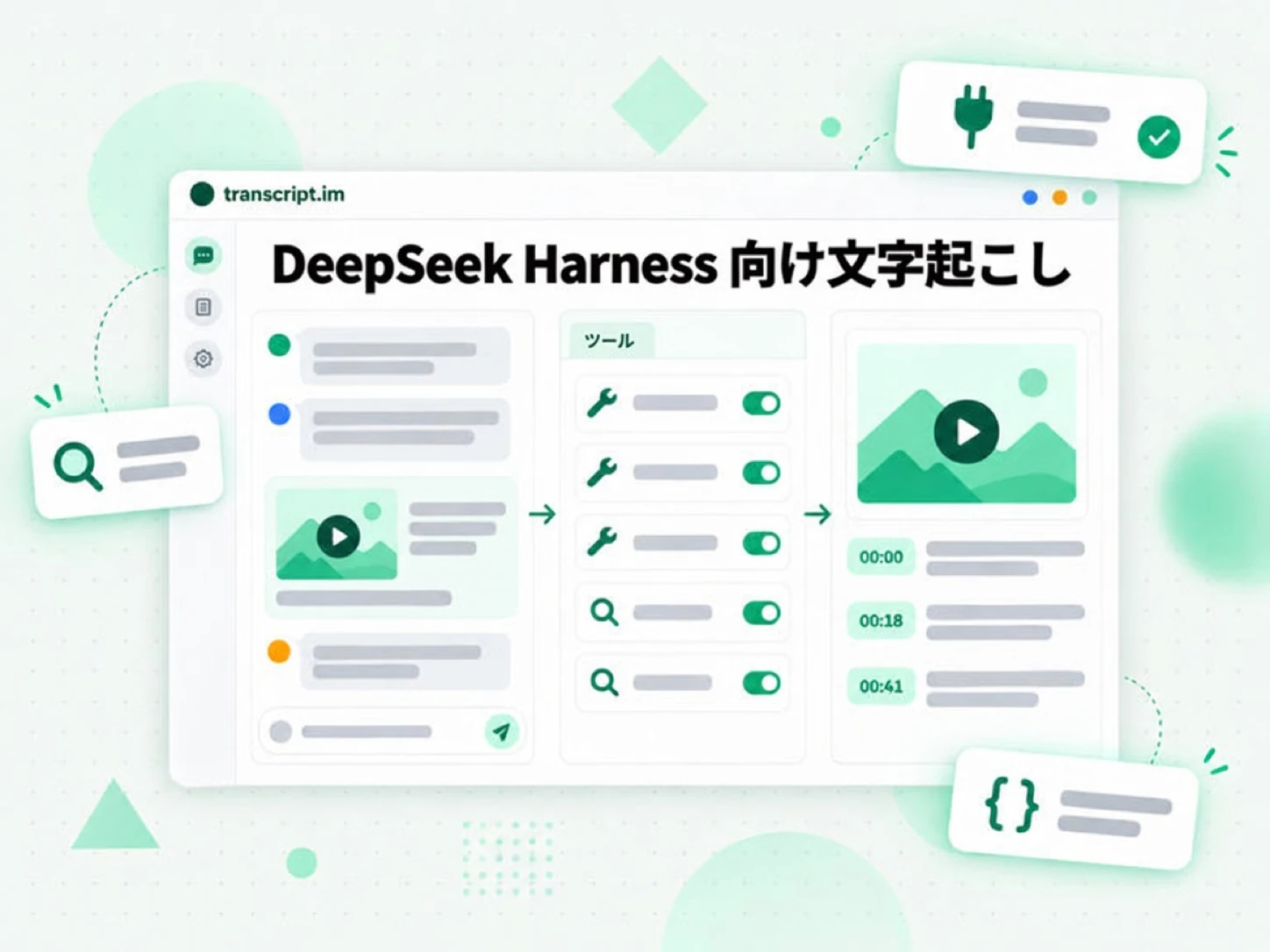 DeepSeek Harness 向け文字起こし：エージェントが動画リンクにネイティブの文字起こしツールを呼び出す