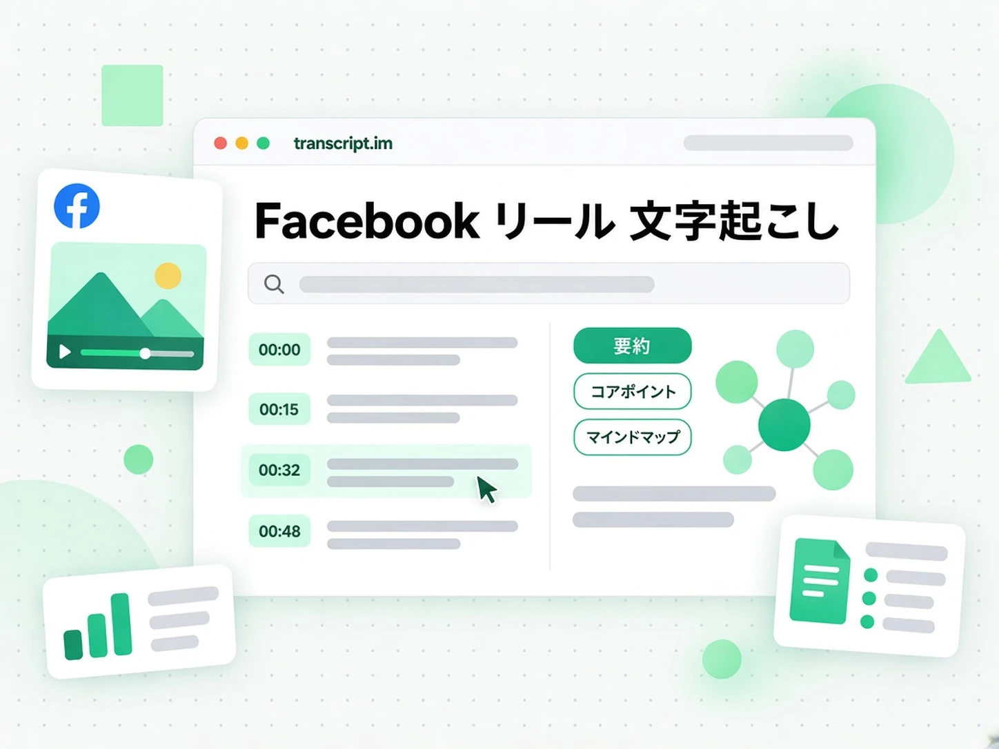Facebook リール 文字起こし:リールの文字起こしを読んで検索する