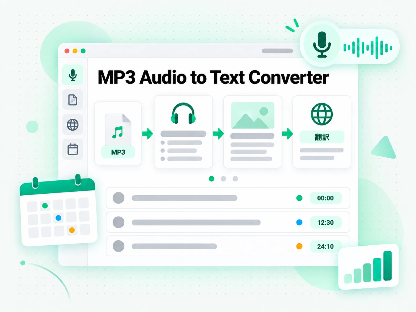 MP3 Audio to Text Converter：MP3 の文字起こしから番組概要や記事を作る場面