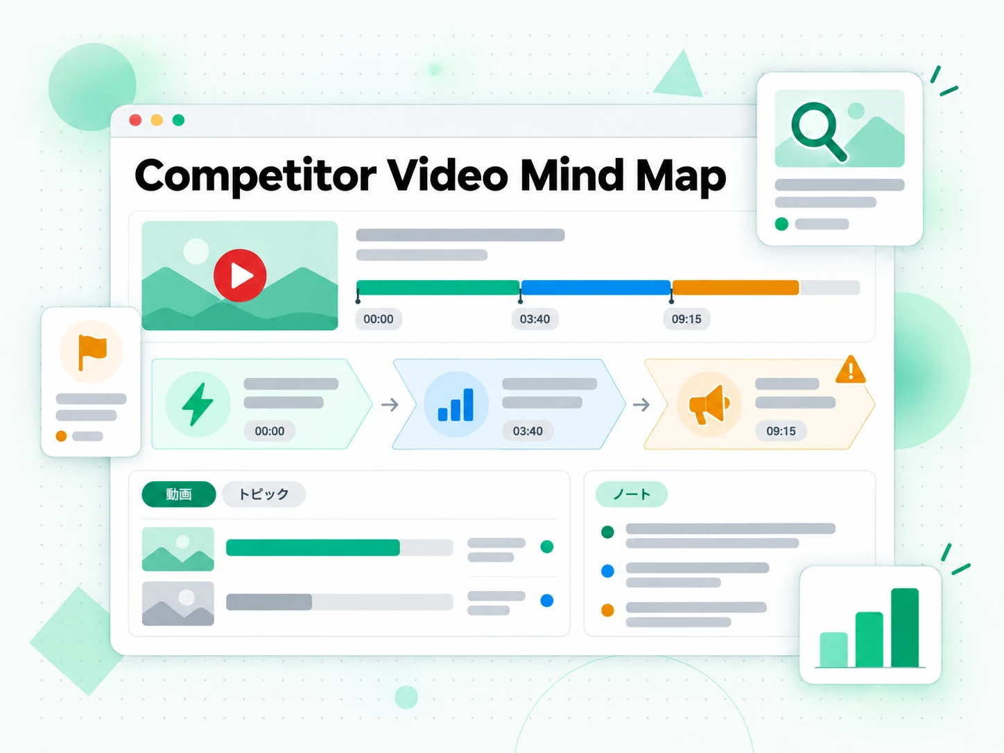 Competitor Video Mind Map：競合動画から企画用マインドマップを作る場面