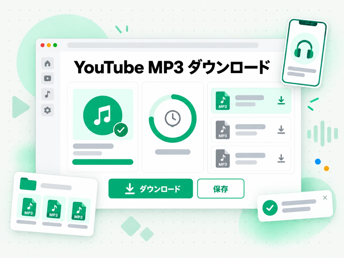 YouTube MP3 ダウンロード:完成した MP3 をダウンロードする画面