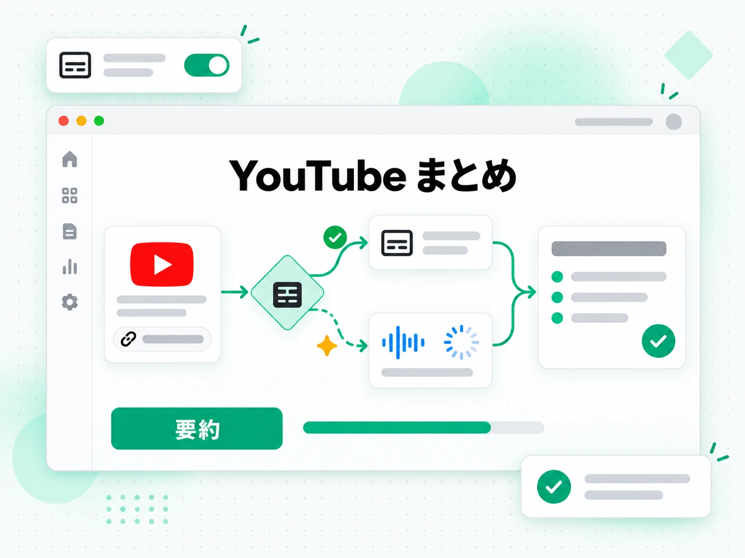 YouTube まとめ:YouTube のリンクを要約ツールに貼り付ける画面