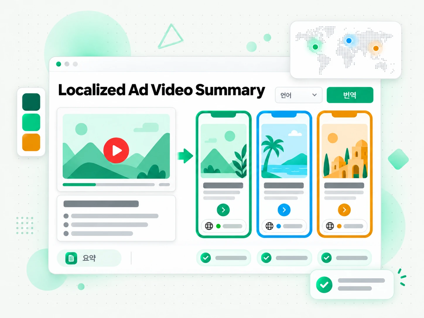 Localized Ad Video Summary 활용 사례를 보여주는 화면