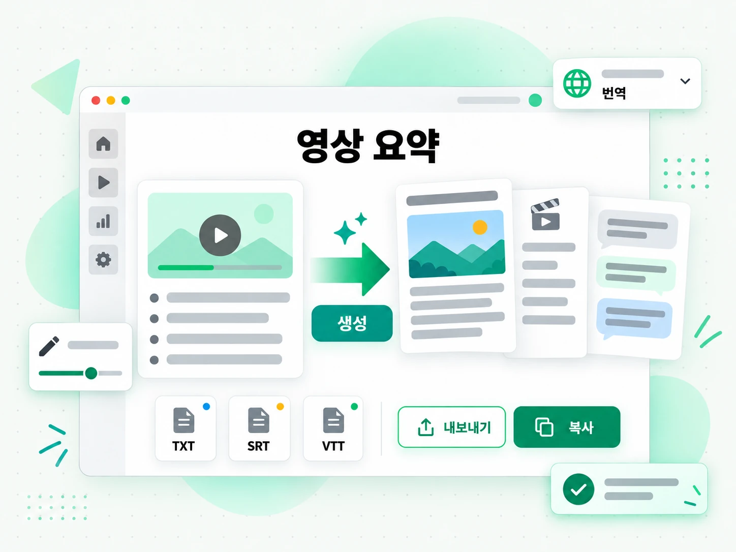 영상 요약: 결과를 내보내는 화면