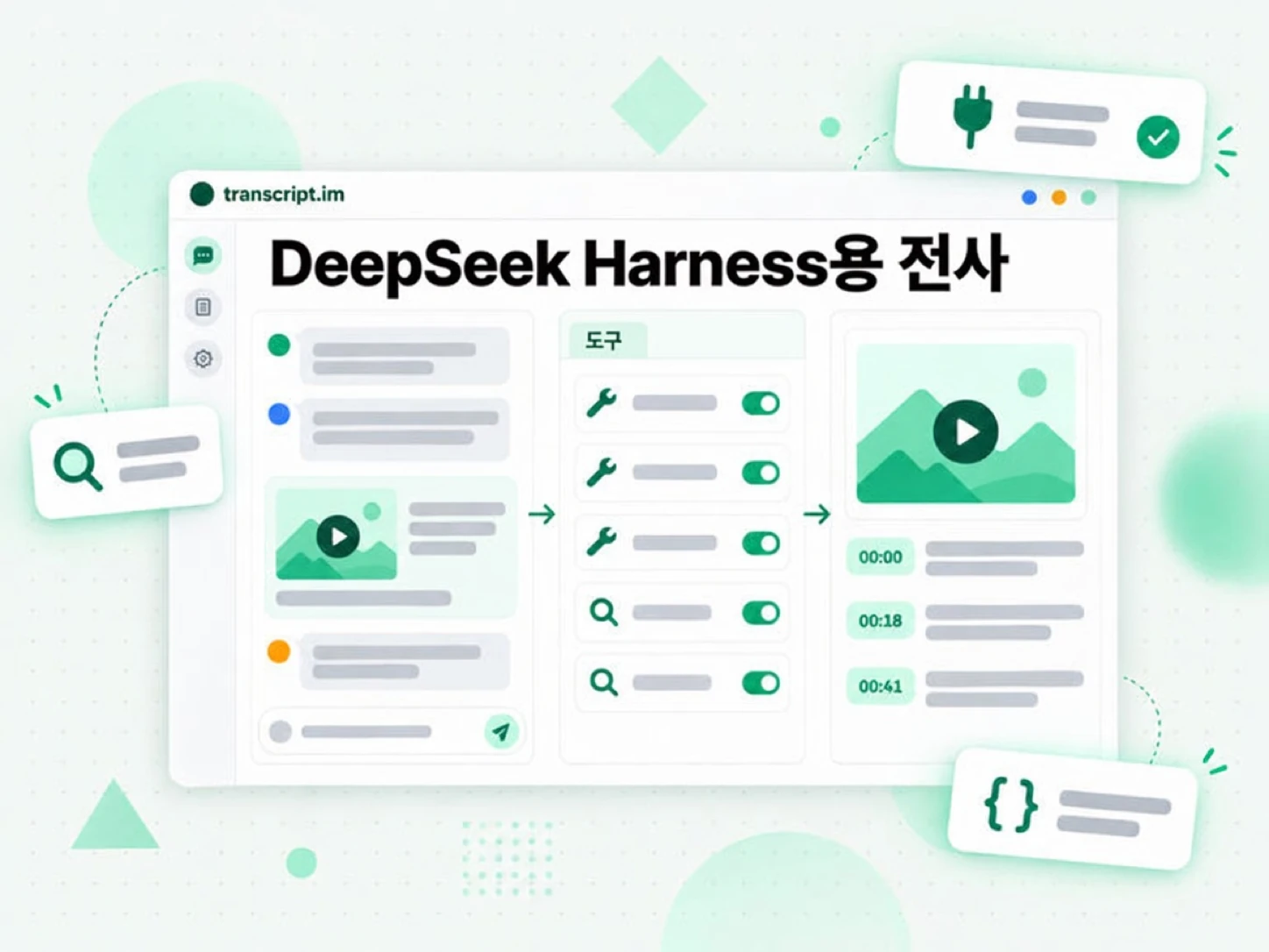 DeepSeek Harness용 전사: 에이전트가 영상 링크에 네이티브 전사 도구를 호출