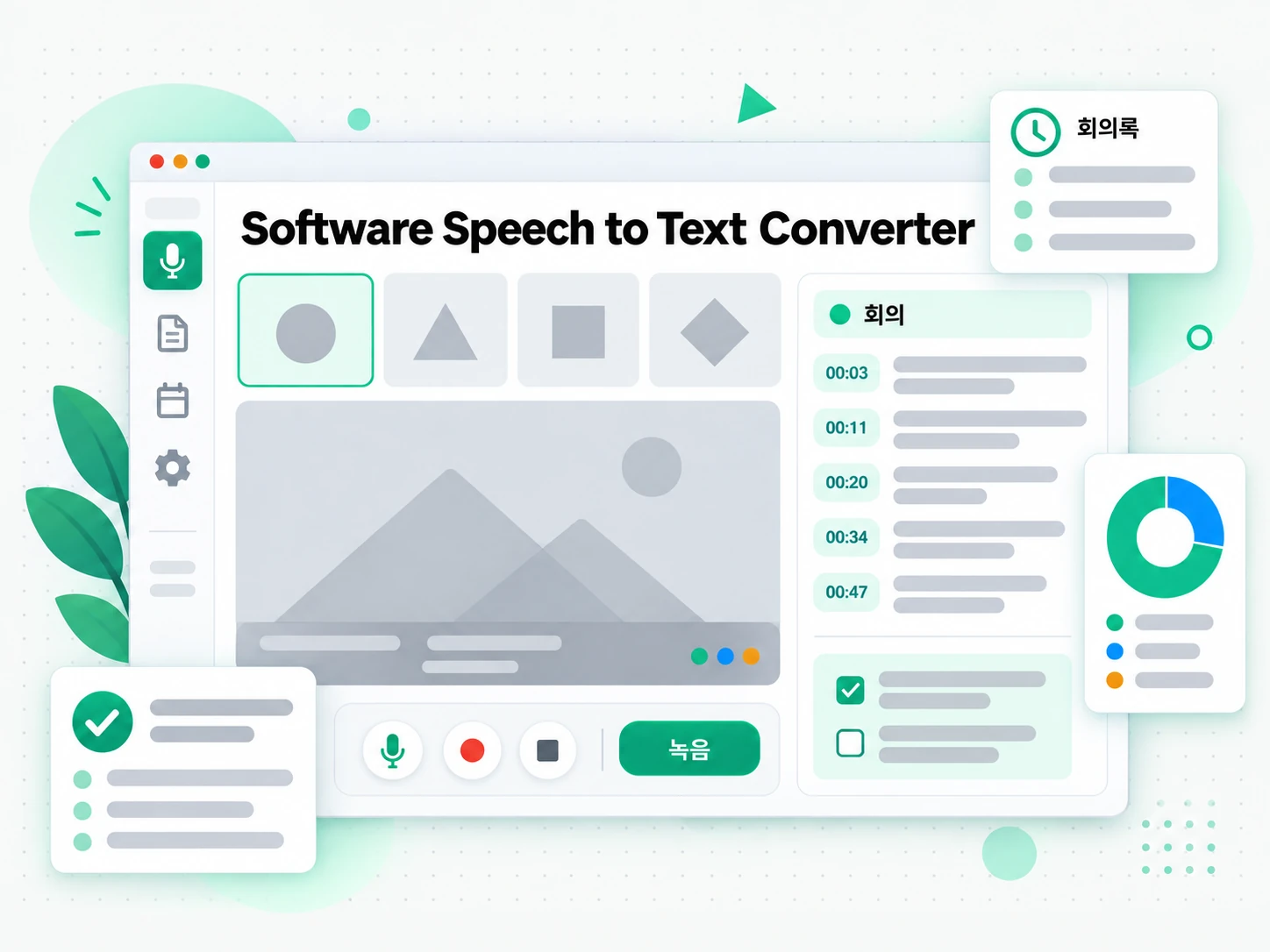 Software Speech to Text Converter 활용 사례를 보여주는 화면