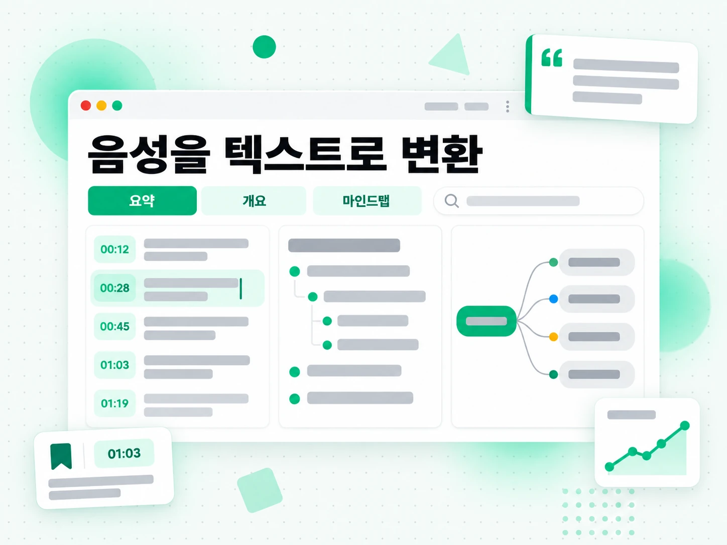 음성을 텍스트로 변환: 처리 과정을 보여주는 화면