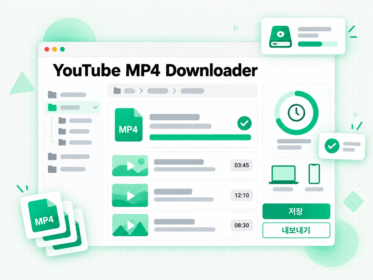 YouTube MP4 Downloader: 결과를 내보내는 화면