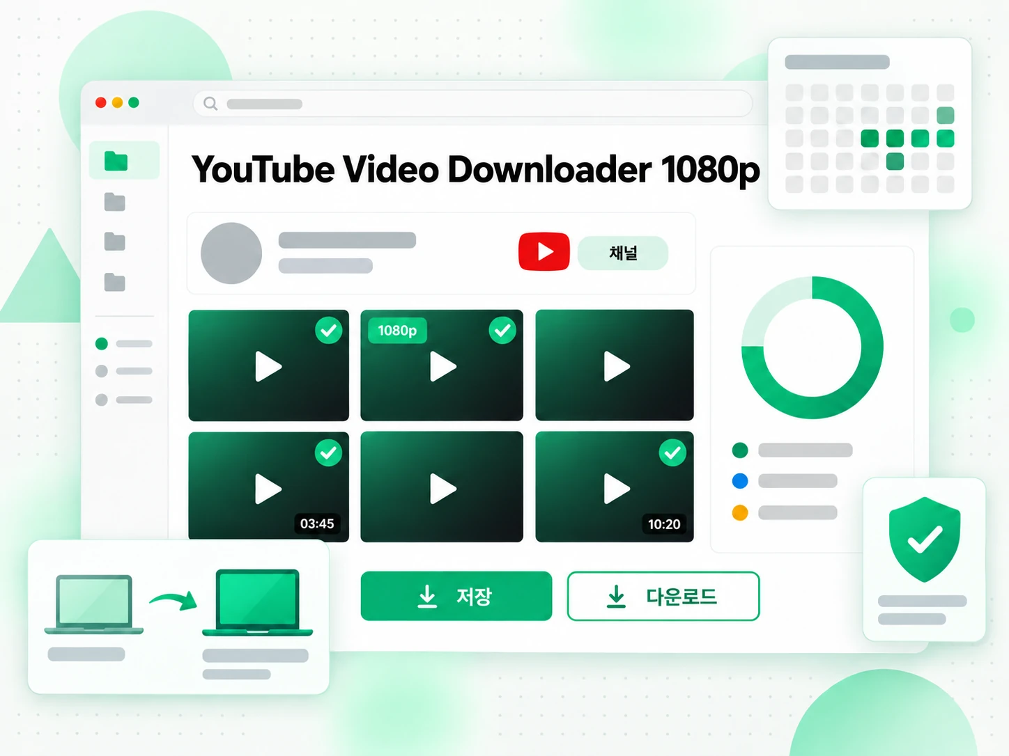 YouTube Video Downloader 1080p 활용 사례를 보여주는 화면