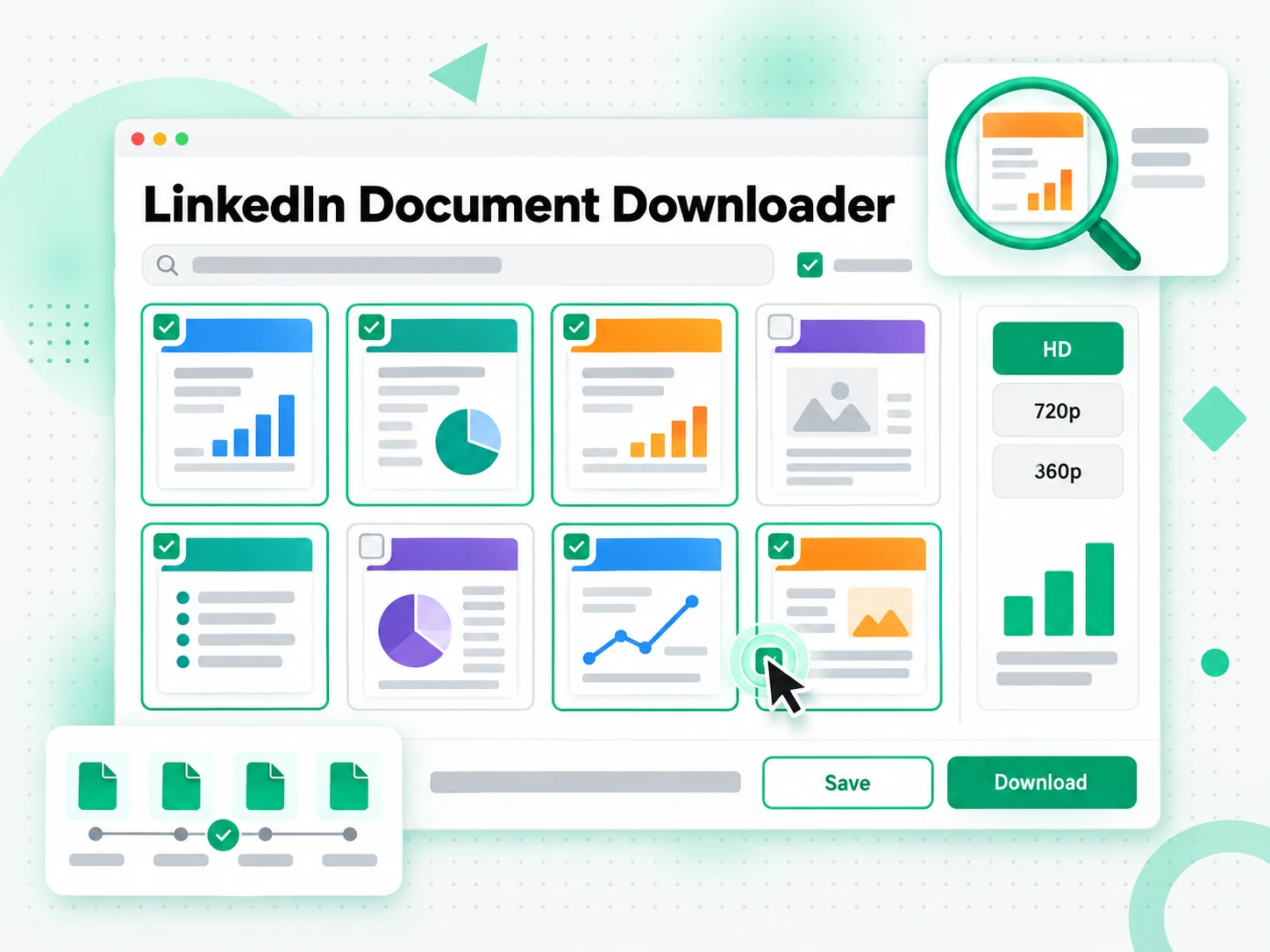 LinkedIn Document Downloader: preview grid of pages found by the reliable LinkedIn carousel downloader