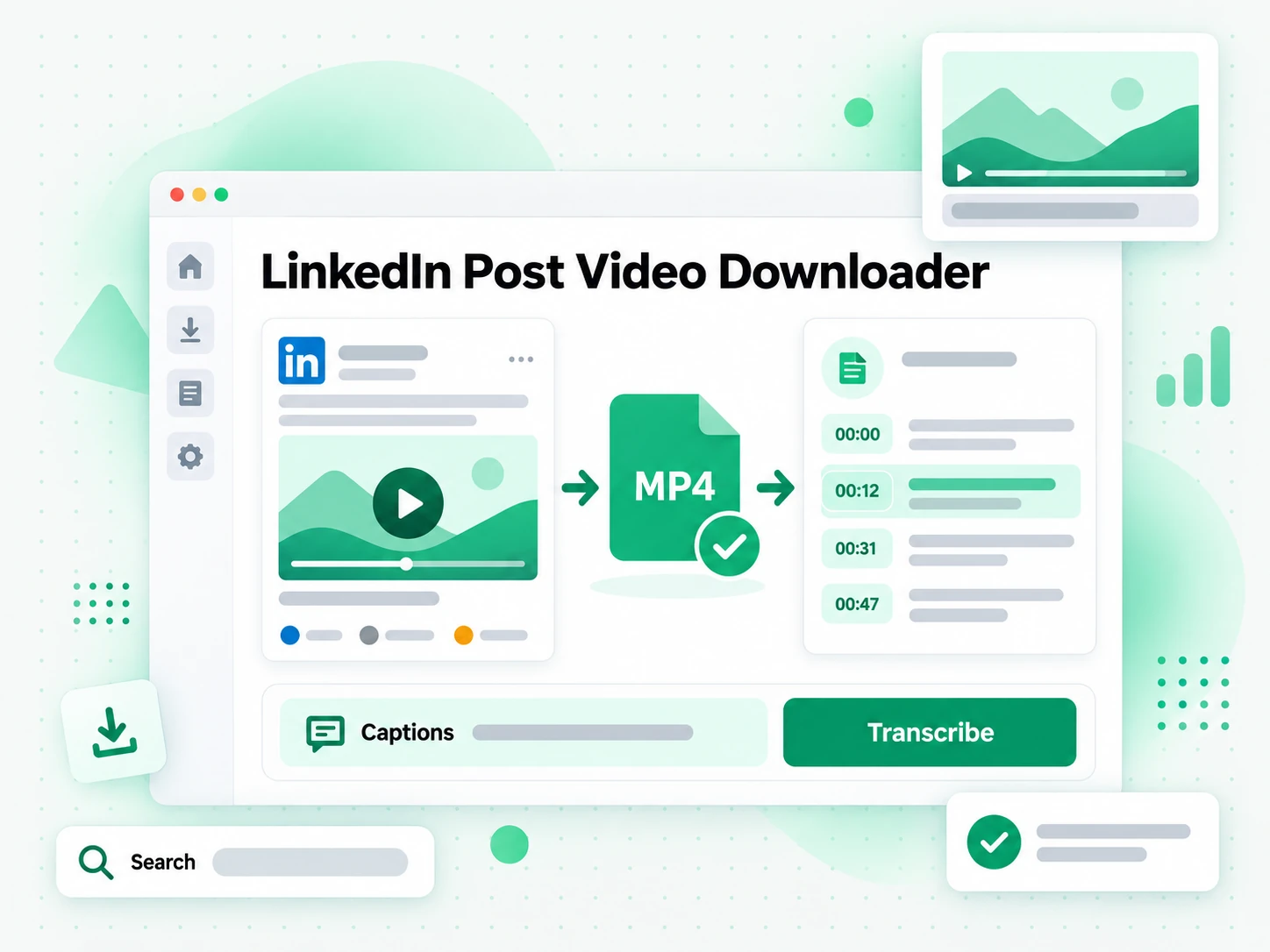 LinkedIn Post Video Downloader: LinkedIn video prepared for captions and transcription