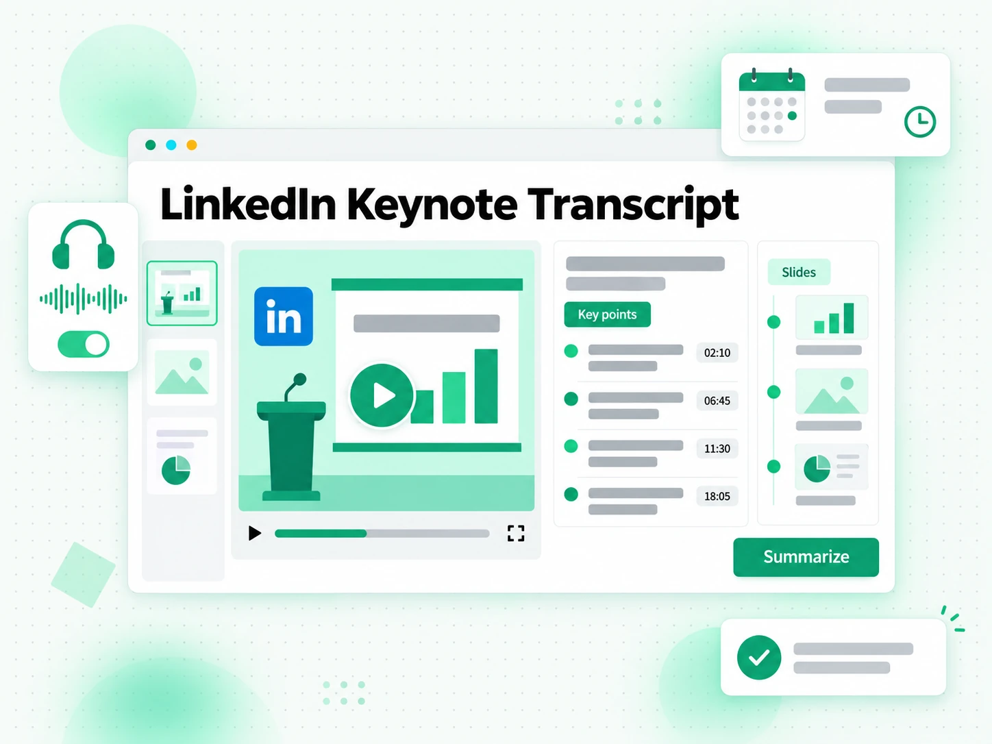 LinkedIn Keynote Transcript: conference attendee turning a LinkedIn keynote clip into a written recap