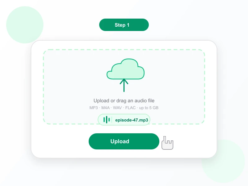 Step 1 — uploading an MP3 file into the text converter