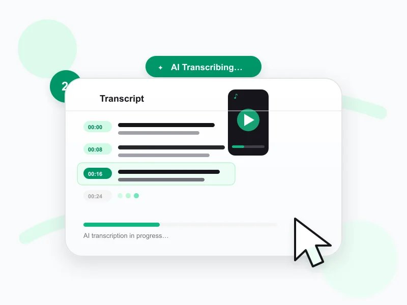 Step 2 — AI transcribing the TikTok audio into timestamped text