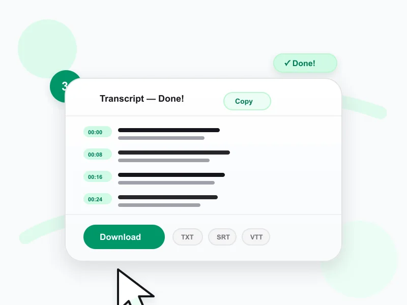 Step 3 — copying or downloading the finished TikTok transcript