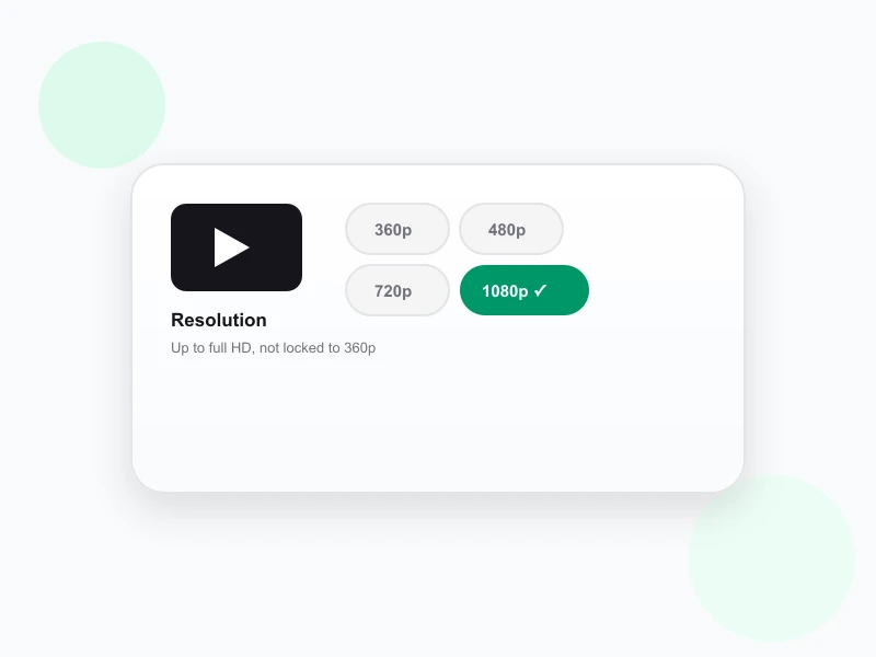 A row of MP4 resolution chips from 360p to 1080p