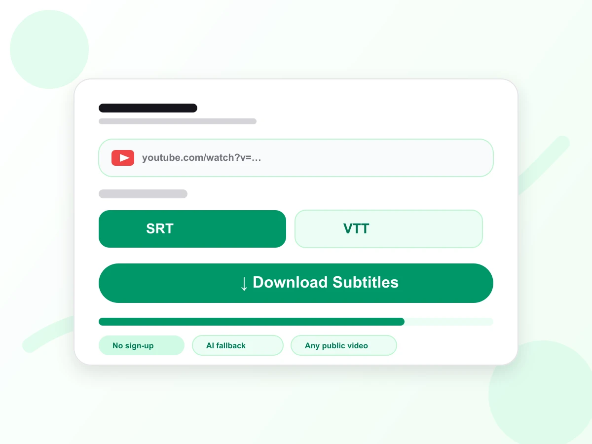Downloading YouTube subtitles as SRT or VTT files