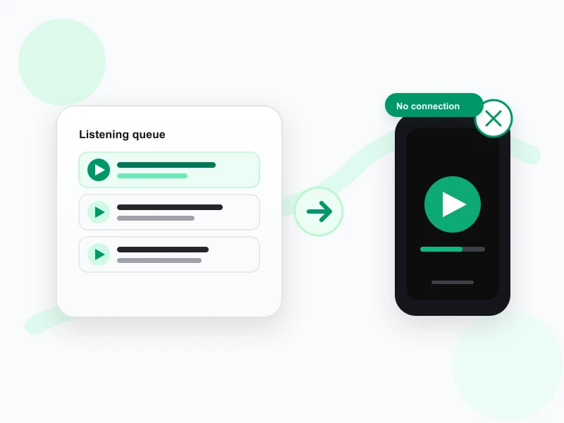 Building an offline MP3 listening queue with no connection required
