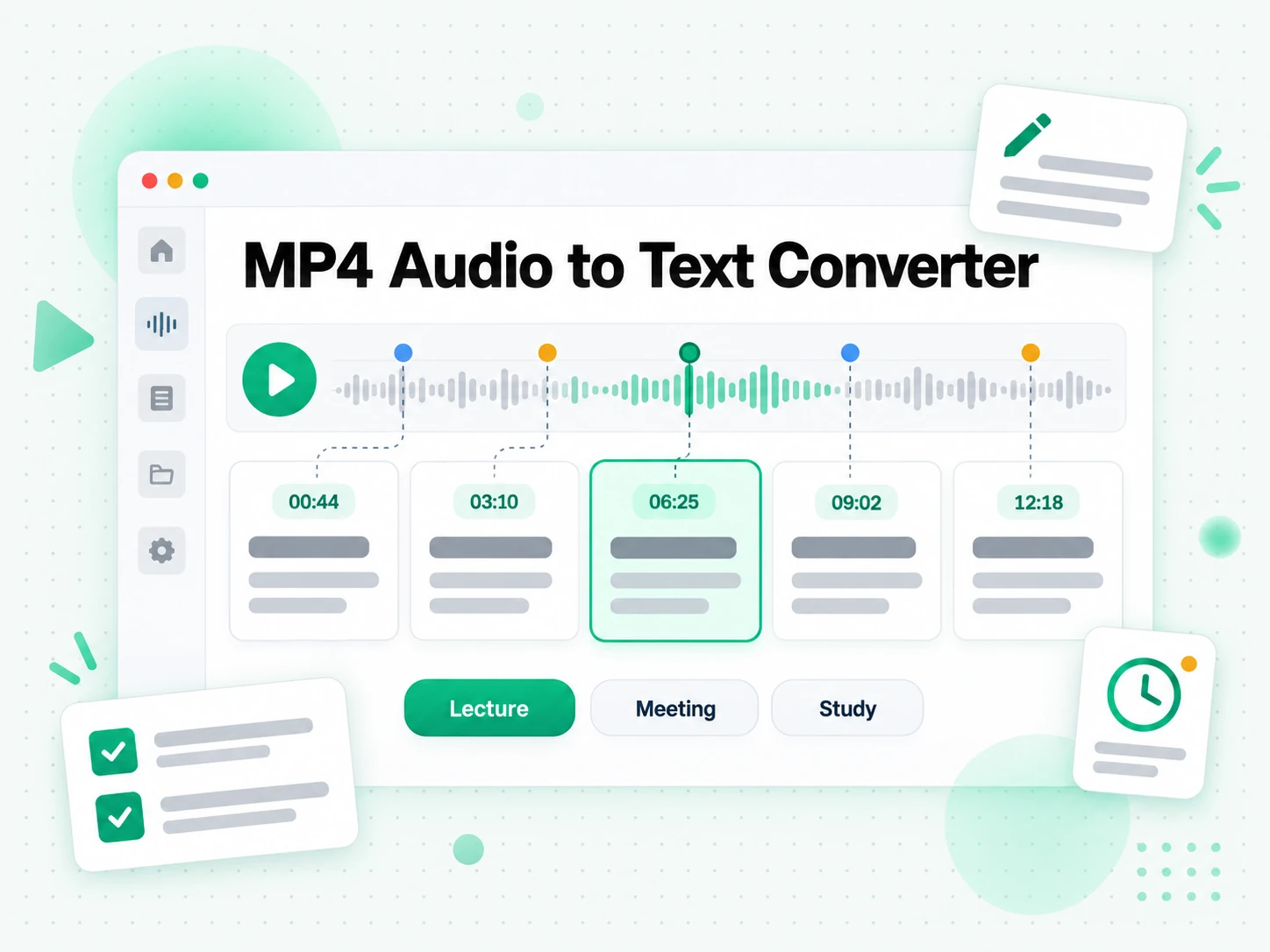 MP4 Audio to Text Converter: turning an MP4 transcript into study notes and meeting summaries