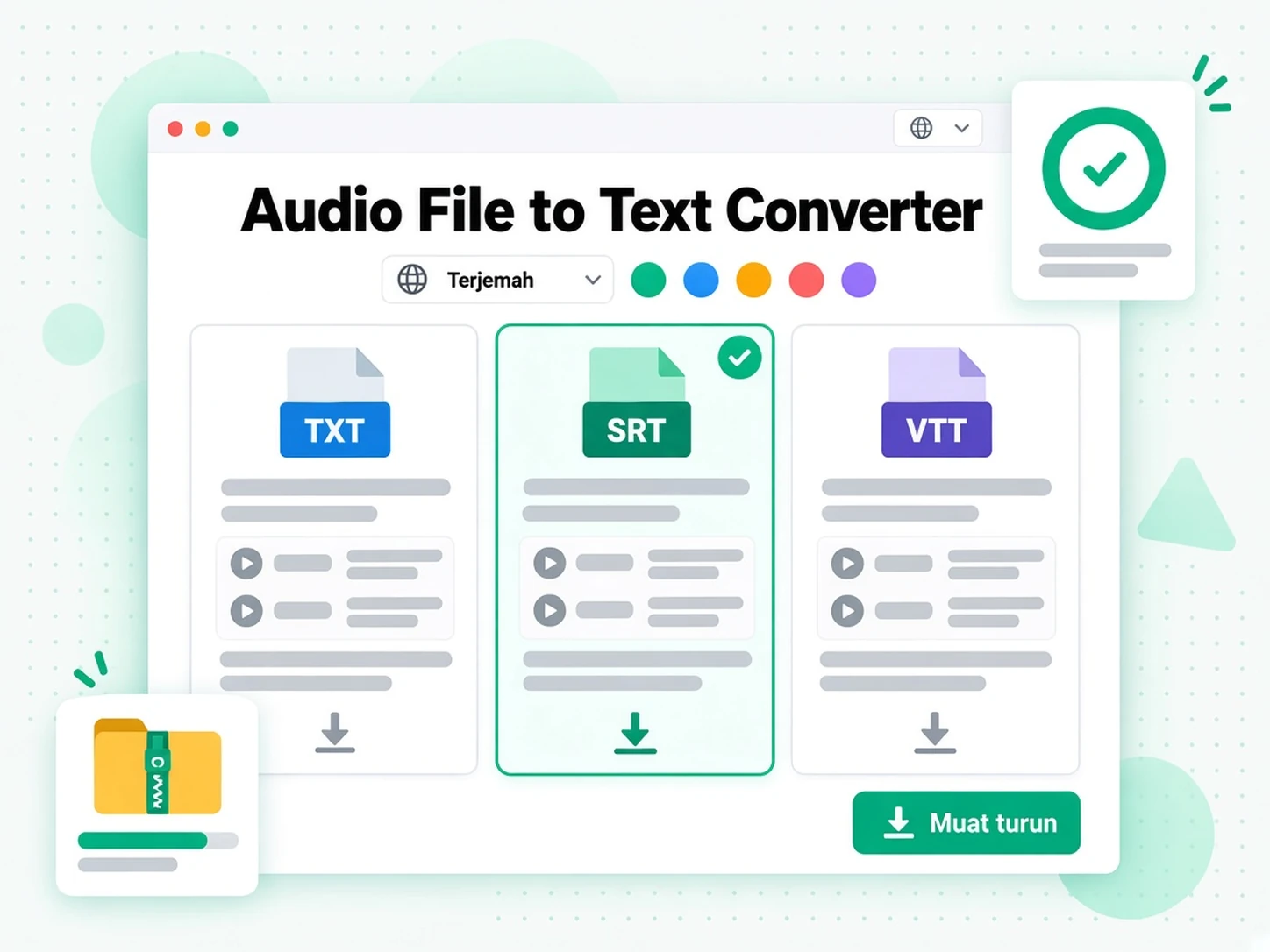 Penukar Fail Audio ke Teks: menulis semula transkrip audio menjadi artikel atau skrip baharu