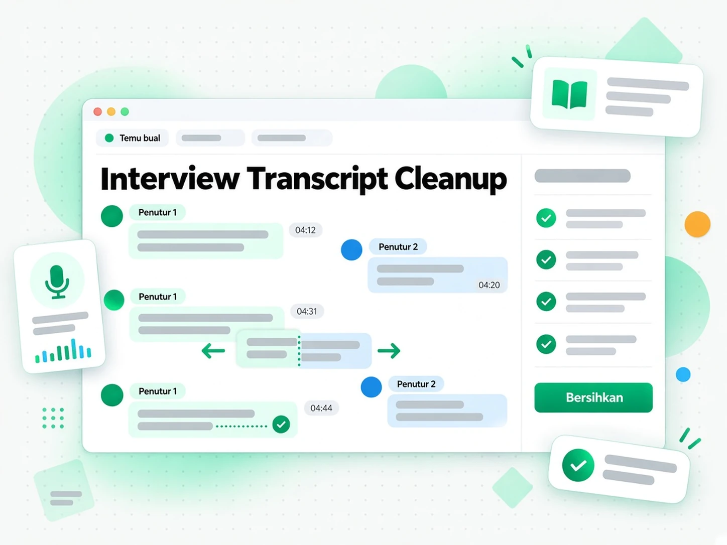 Pembersihan Transkrip Temu Bual: memperhalus transkrip temu bual dengan AI