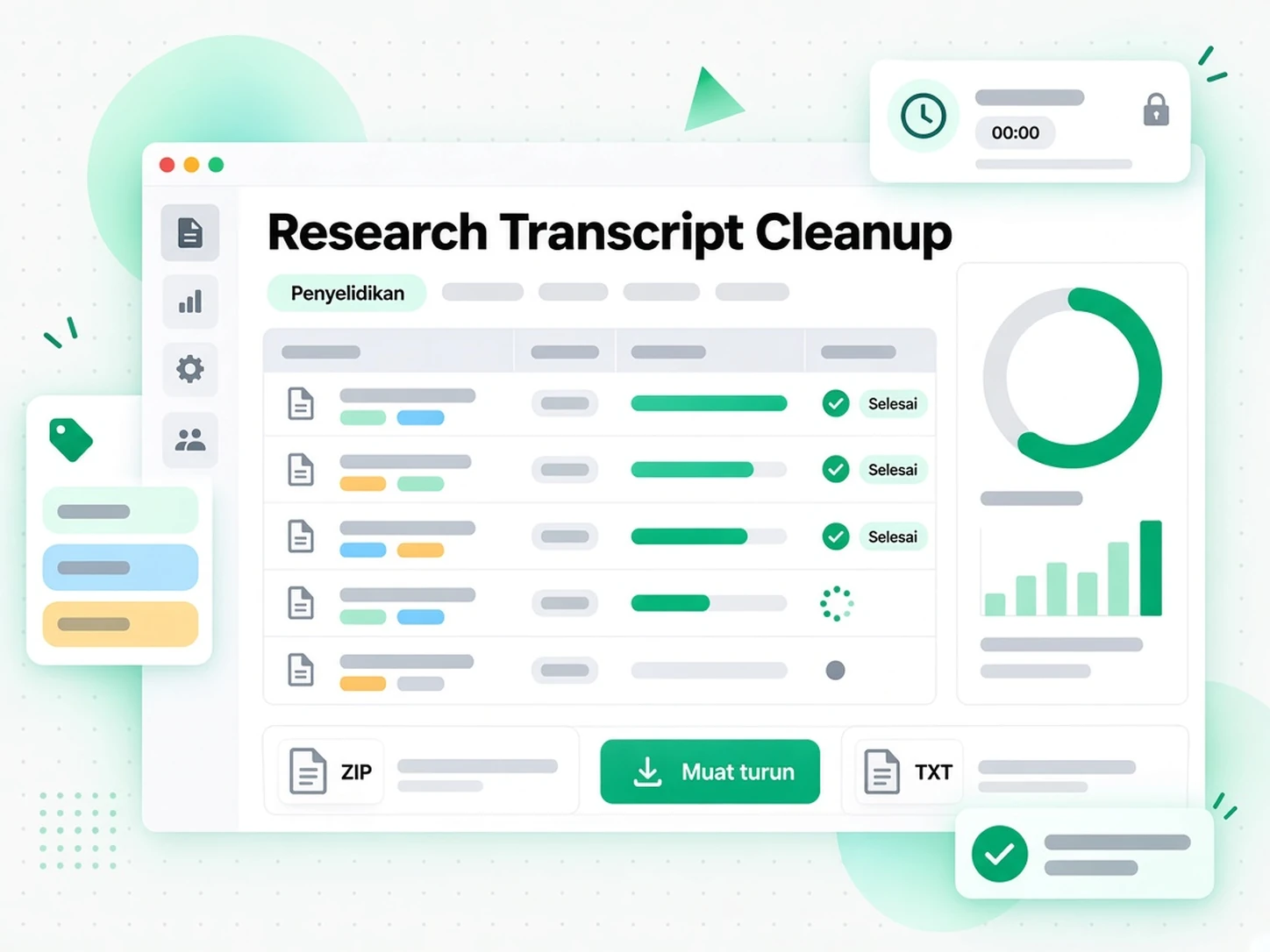 Pembersihan Transkrip Penyelidikan: membersihkan transkrip temu bual penyelidikan secara automatik