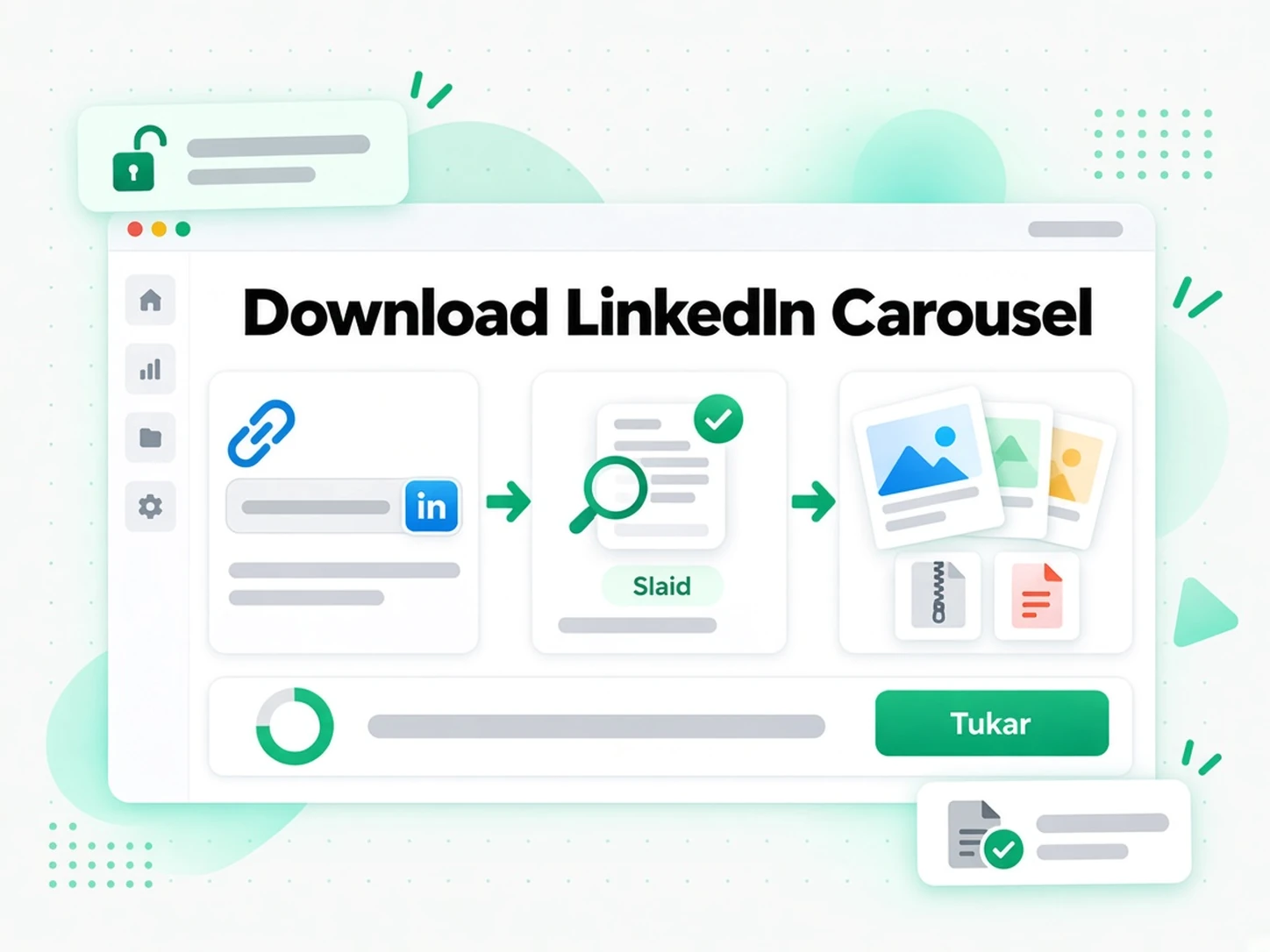 Muat Turun Karusel LinkedIn: URL catatan dokumen LinkedIn dimasukkan ke pemuat turun karusel