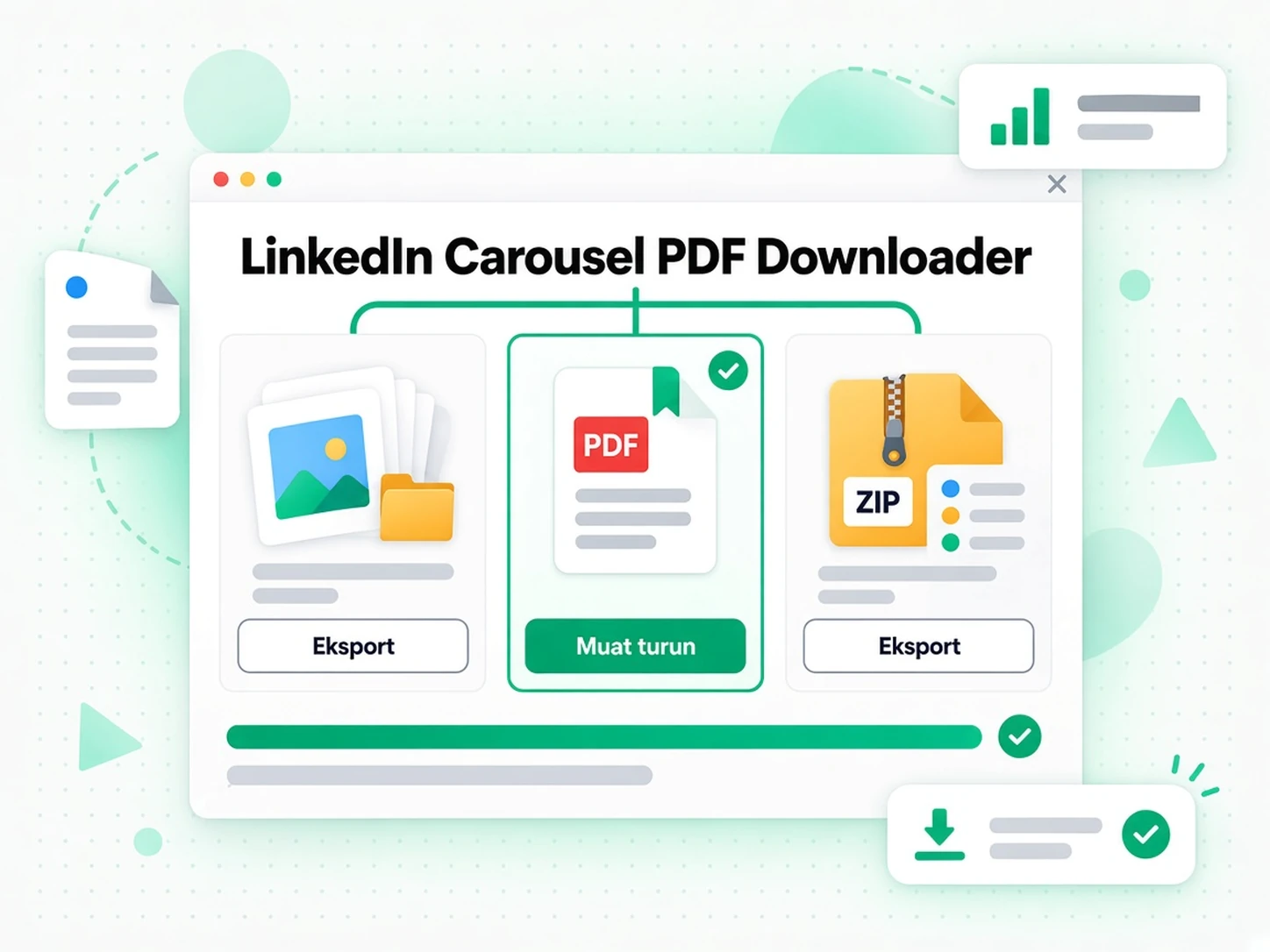 Pemuat Turun PDF Karusel LinkedIn: kawalan PDF, ZIP dan muat turun