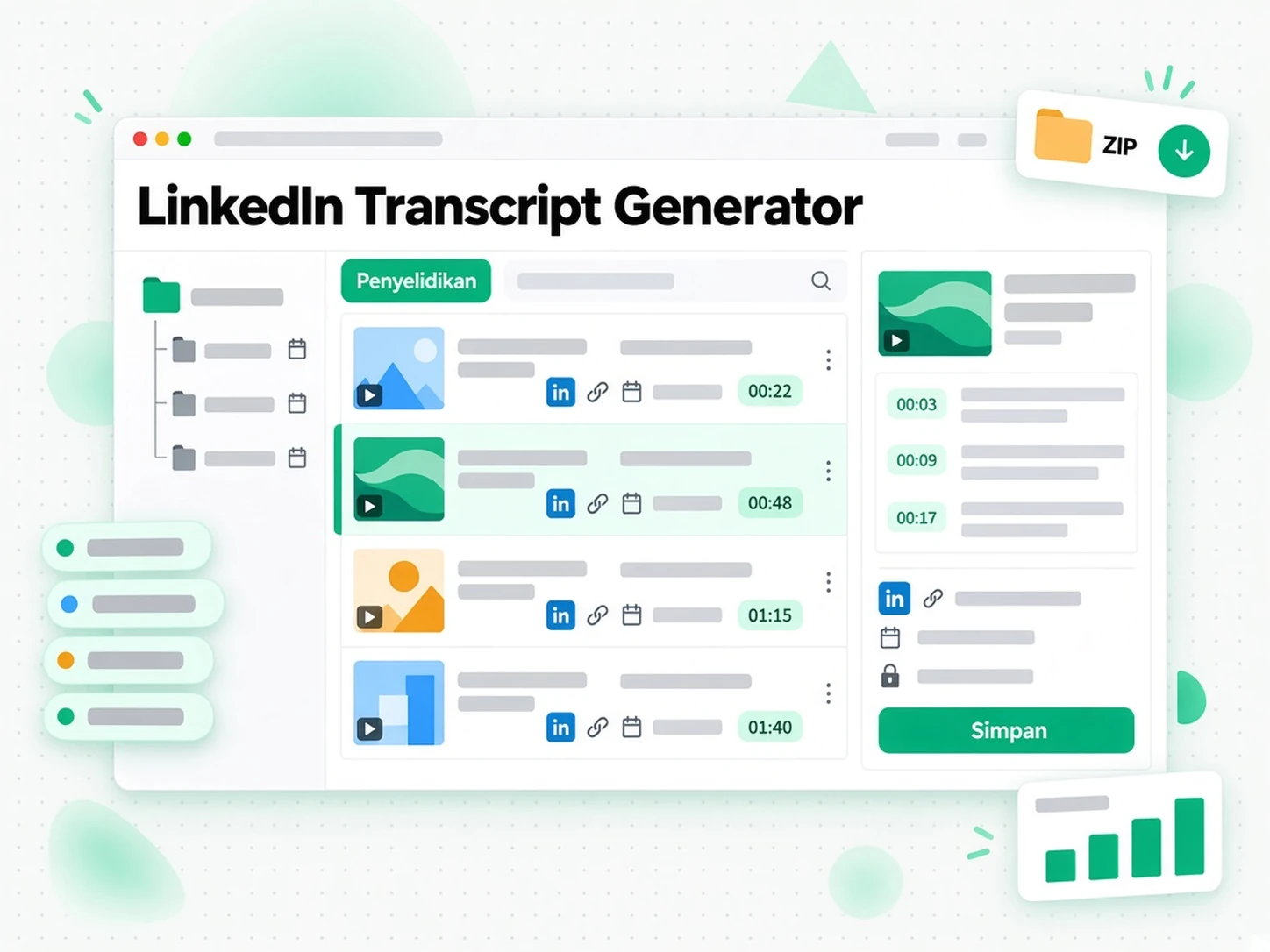 Penjana Transkrip LinkedIn: penyelidik mengarkib transkrip video LinkedIn bertimestamp dengan butiran sumber