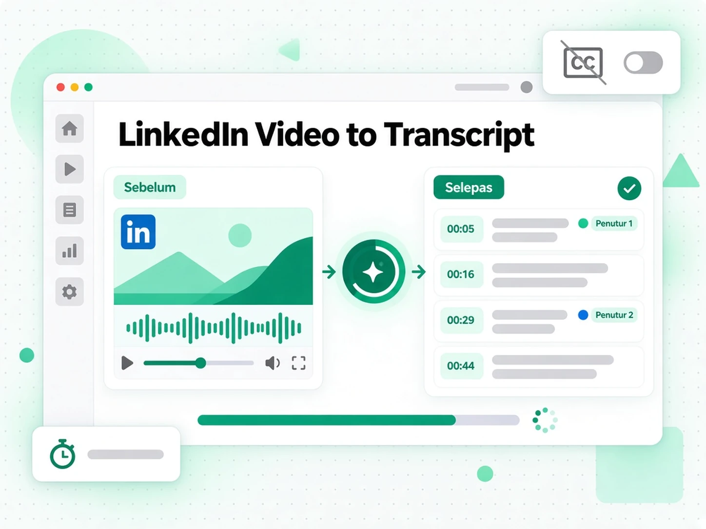 Video LinkedIn ke Transkrip: AI mentranskripsi audio kepada transkrip bertimestamp