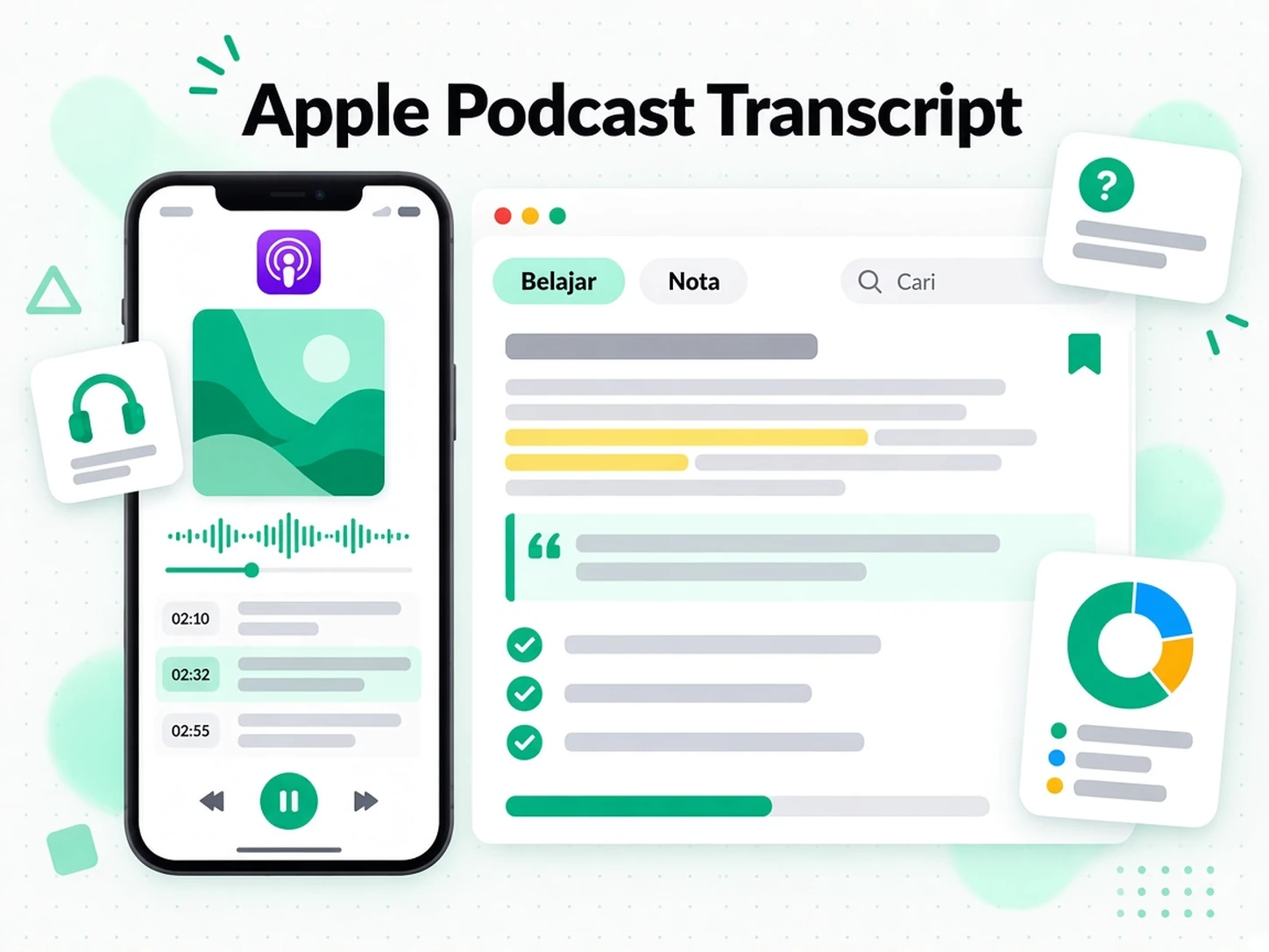 Salinan bertulis Apple: menukar transkripsi rancangan kepada nota belajar
