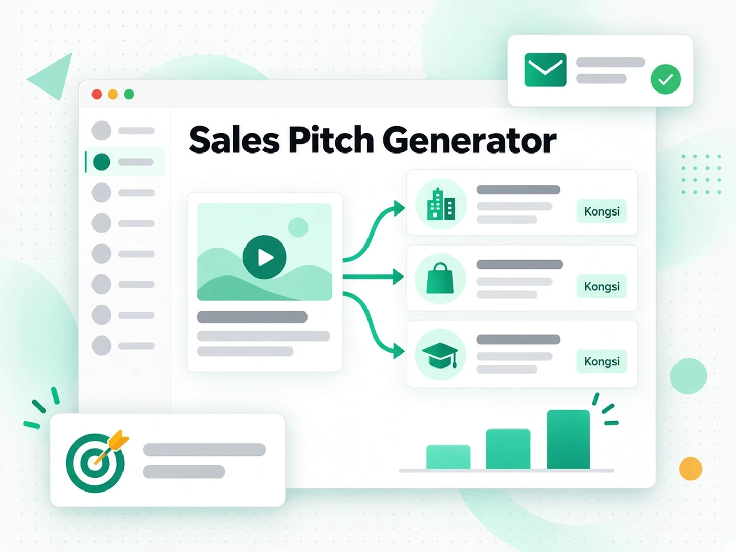 Penjana Pitching Jualan: draf pitch jualan diperibadikan daripada satu transkrip video